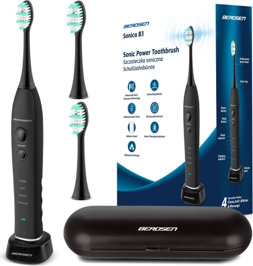 Sonische tandenborstel met etui Berdsen Sonica B3 zwart