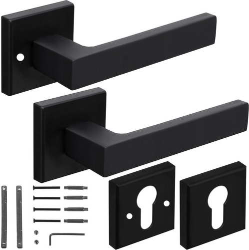 Ruhhy mat zwarte deurklink voor binnendeuren met vierkante rozet