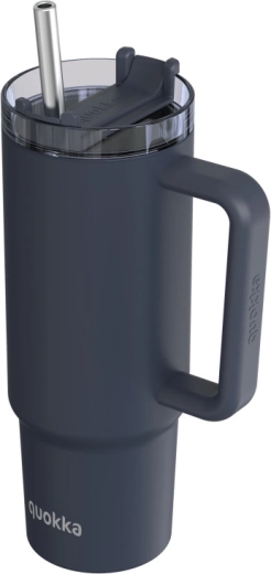 Roestvrijstalen thermobeker Quokka Stream met rietje zwart 950 ml