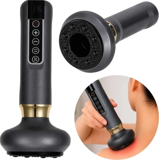 Elektrische handmassageur met cuppingfunctie, USB, grijs