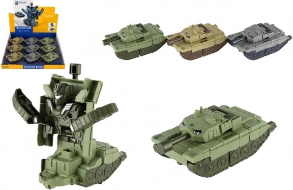 Transformerende tank/robot van plastic 14 cm op traagheidsmotor