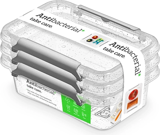 Antibacteriële set van 3 voedselbakjes 350 ml