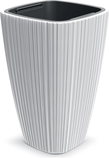 Bloempot Oro 29 cm wit met verticale groeven