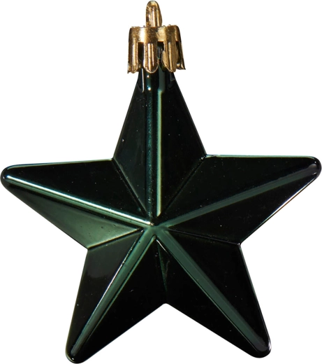Kersthangdecoratie ster donkergroen 6,5 cm - 1 stuk