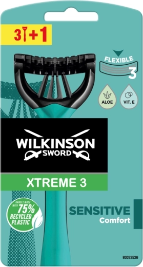 Wilkinson Xtreme 3 Sensitive wegwerpscheermesjes voor de gevoelige huid (3+1 stuks)