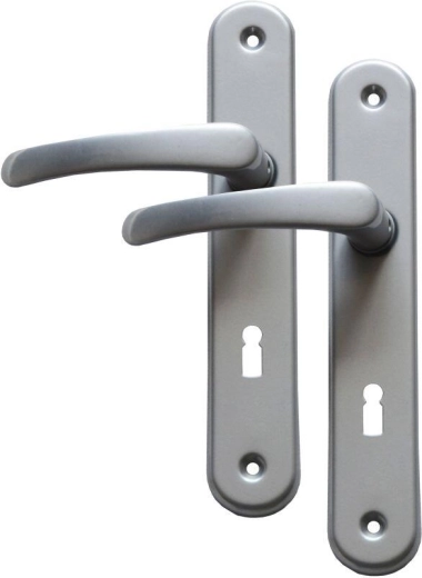 Deurbeslag MICHAELA deurklink + vaste knop, hartafstand 72 mm, zilver