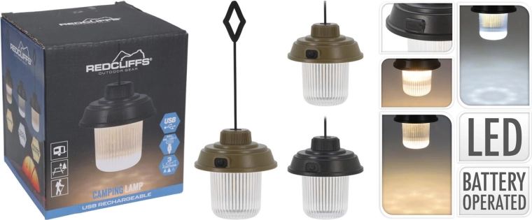 Campinglamp USB‑C, 3 standen, oplaadbaar