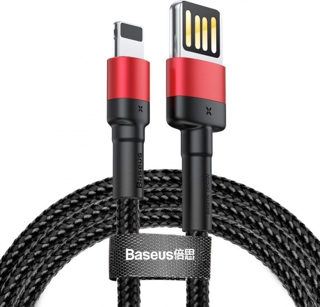 BASEUS Cafule duurzame USB‑Lightning-kabel 1 m, 2,4 A (zwart‑rood)