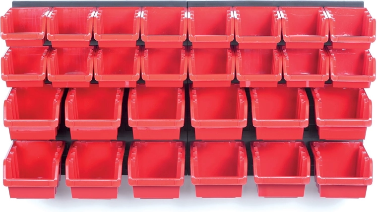 Hangpaneel voor gereedschap met 28 bakken ORDERLINE, 800 × 165 × 400 mm