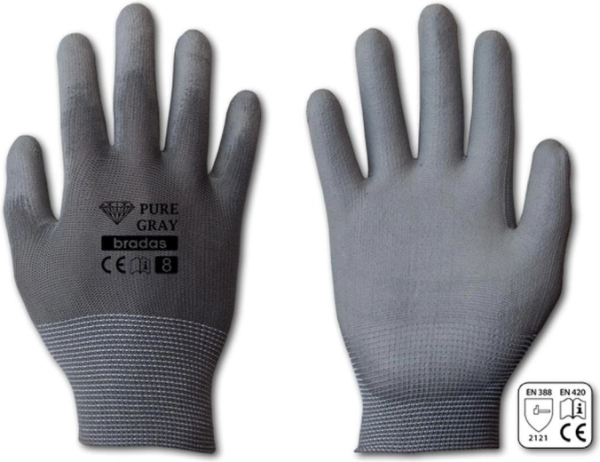 Beschermende handschoenen PURE GRAY PU, maat 9 (L)