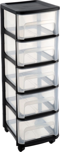 Modulaire verrijdbare kast met 5 lades zwart
