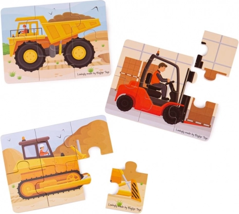 Puzzel 3-in-1 bouwmachines van Bigjigs Toys