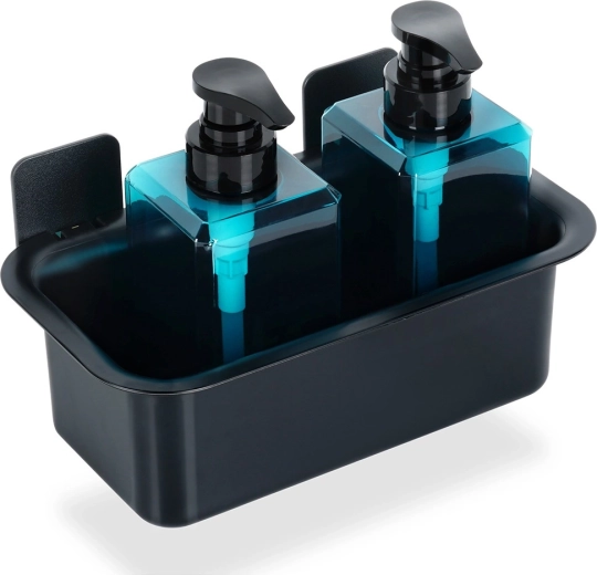 zwarte zelfklevende doucherek 23,5 × 13,5 × 11,5 cm