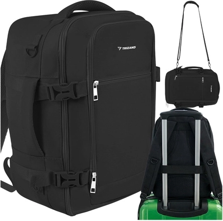 Reisrugzak 20 l 40 × 25 × 20 cm zwart TRIZAND 2-in-1 rugzak/schoudertas