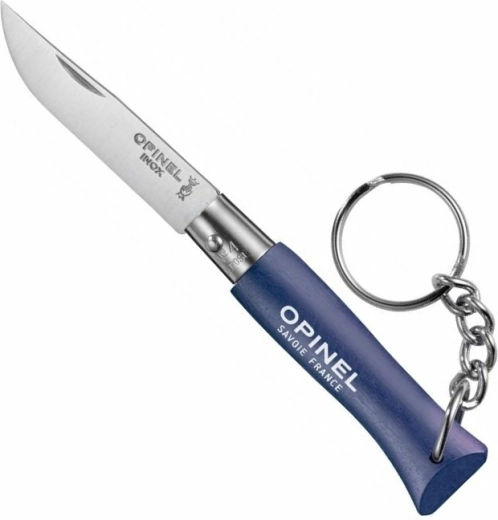 Opinel N°04 sleutelhanger – donkerblauw zakmes 5 cm, beukenhout