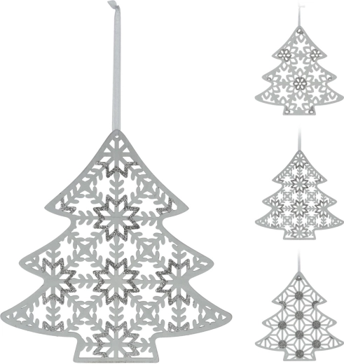 Hangende houten decoratie boom 30 cm wit