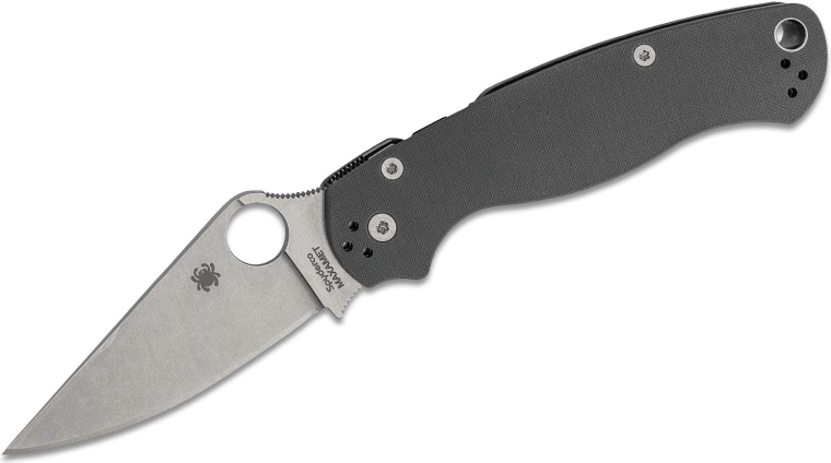 Zakmes Spyderco Para Military 2 Maxamet, 8,7 cm, stonewash, grijs, G10