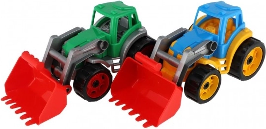Kleurvolle tractor met plastic schep voor kinderen