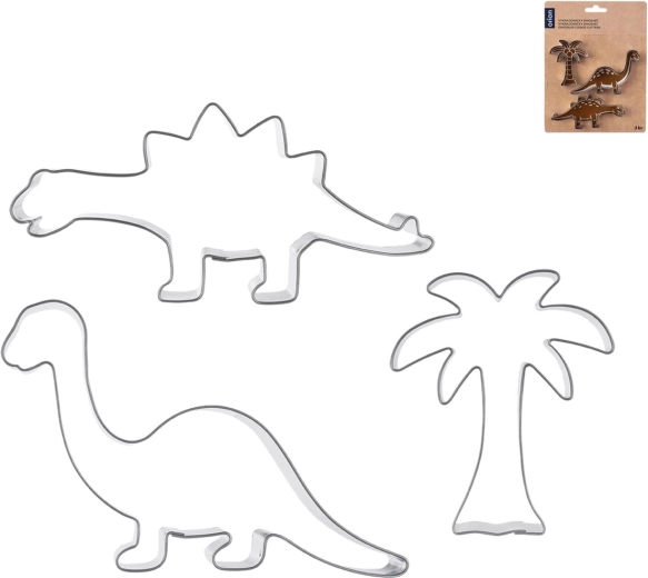 Roestvrijstalen uitsteekvormpjes dinosauruswereld 3 stuks