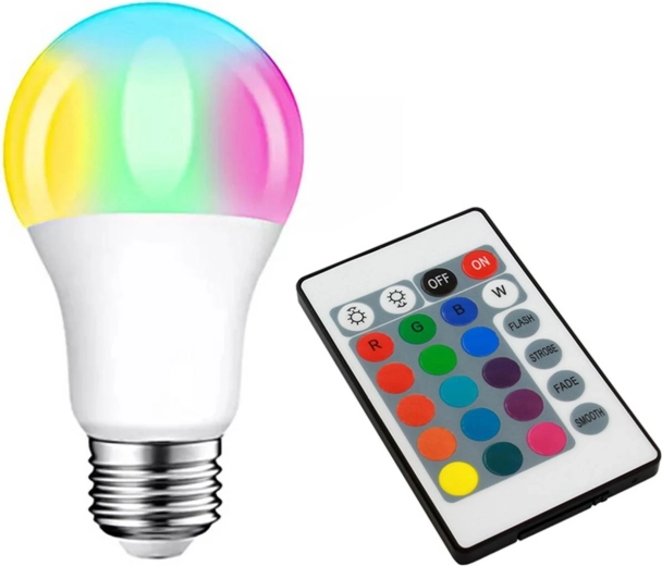LED-lamp RGB+W met afstandsbediening E27 9W
