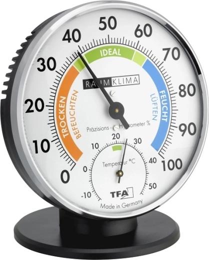 Analoge thermometer met hygrometer TFA met metalen ring