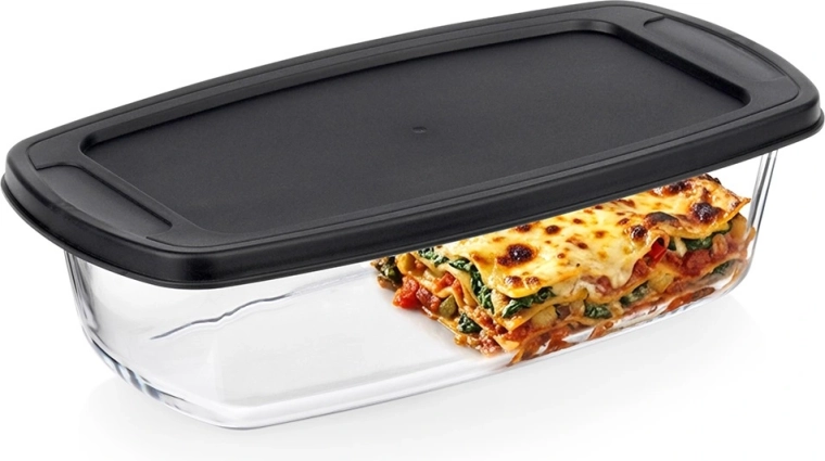 Glazen hittebestendige schaal met deksel 1,5 l