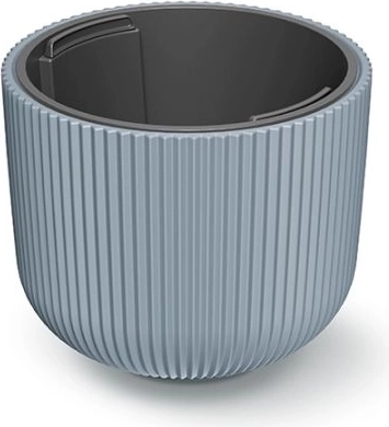 Bloempot met inzet Milly 24 cm – lichtgrijs, geribbelde kunststof
