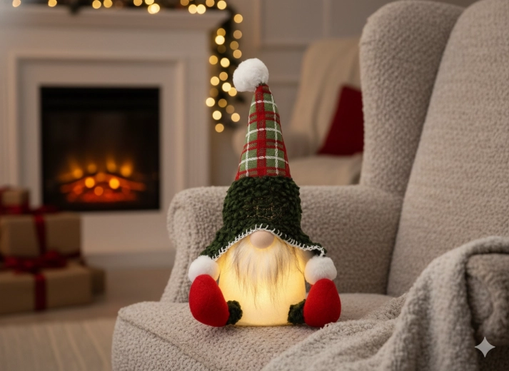 Zittende kerstgnome groen 22 × 17 × 34 cm