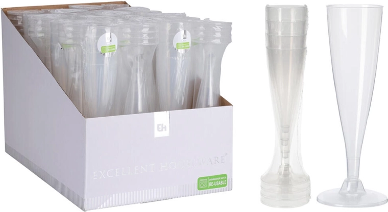 Kunststof champagneglazen flûte 130 ml, set van 4 stuks