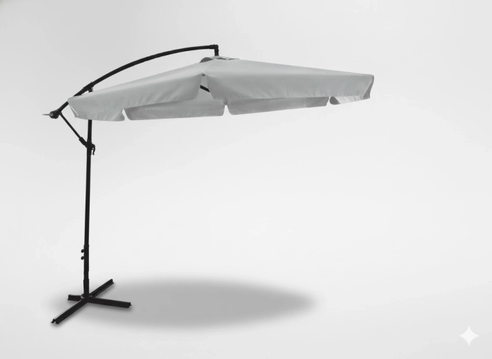 Hangende tuinparasol 3 m grijs banana met hoes