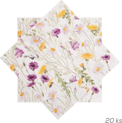 Papieren servetten met motief van lentebloemen 33 × 33 cm 20 stuks paars