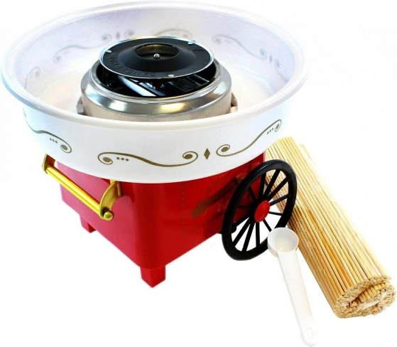 Retro machine voor het maken van zoete suikerspin rood