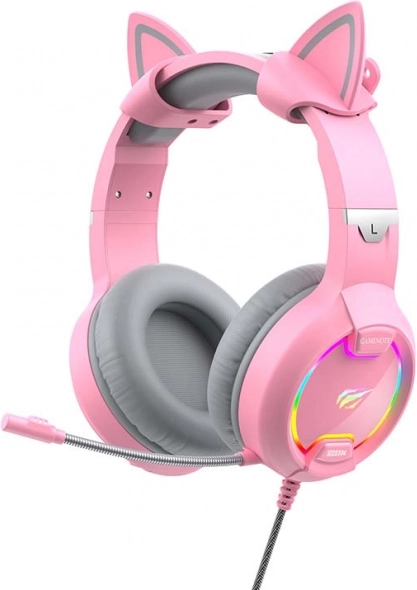 Gaming-headset met kattenoortjes Havit Gamenote RGB roze