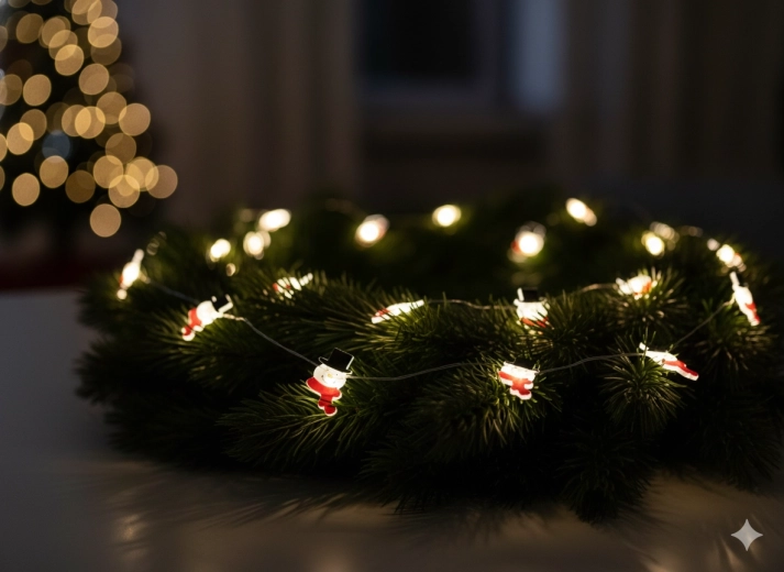 Lichtsnoer LED sneeuwpoppen, 20 lampjes, op batterijen