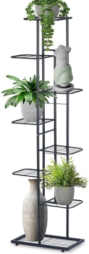 Metalen plantenstandaard 8-laags 142 cm – zwart