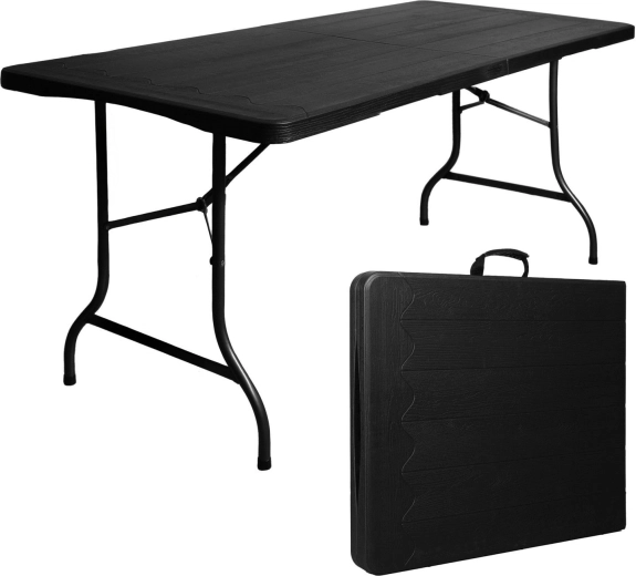 Opvouwbare tuin- en cateringtafel 180 cm in koffer, zwart
