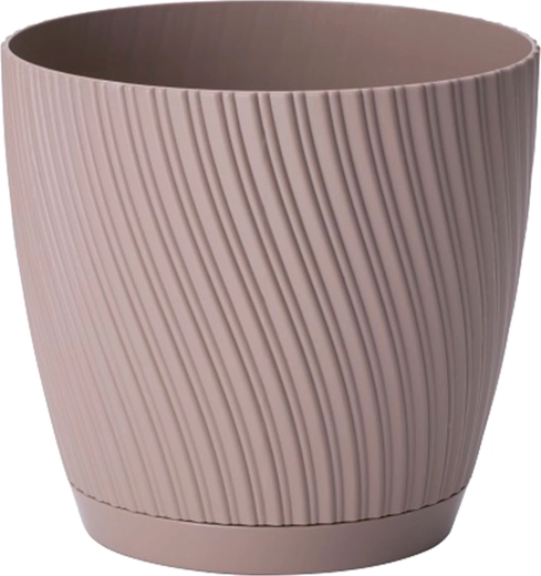 Bloempot Mika Eco Recycled met schotel 27 cm grijs‑beige