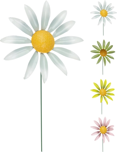 Tuinprikker bloem met bewegende blaadjes 71 cm, mix kleuren