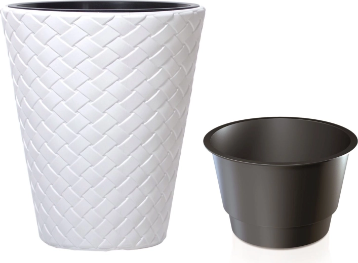 Bloempot Matuba met inzet 40 cm wit