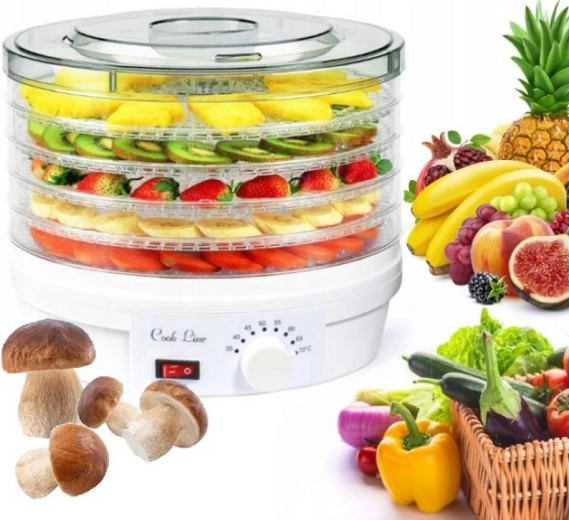 Elektrische voedsel dehydrator 5-laags 245 W, diameter 32 cm