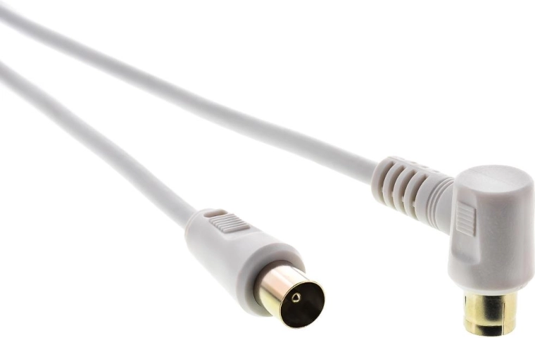 Sencor antenne-coaxkabel stekker–contrastekker 90° 1,5 m wit