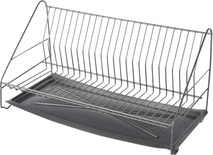 Etagère-afdruiprek voor servies 50 cm, zilverkleurig, met lekbak