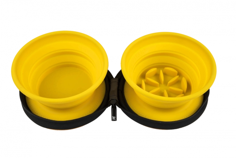 Reis-dubbele voerbak met slowfeeder Kiwi Walker – oranje, 2 stuks