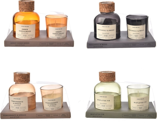Cadeauset diffuser en geurkaars bruin 2×80 ml