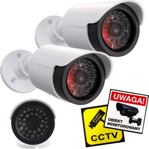 Set van twee dummy buiscamera’s met IR-LED, wit, voeding 2×AA, IP44