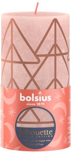 Rustieke kaars 130 × 68 mm roze/amber