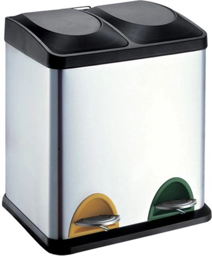 Roestvrijstalen afvalscheidingsbak 30 l met pedaal