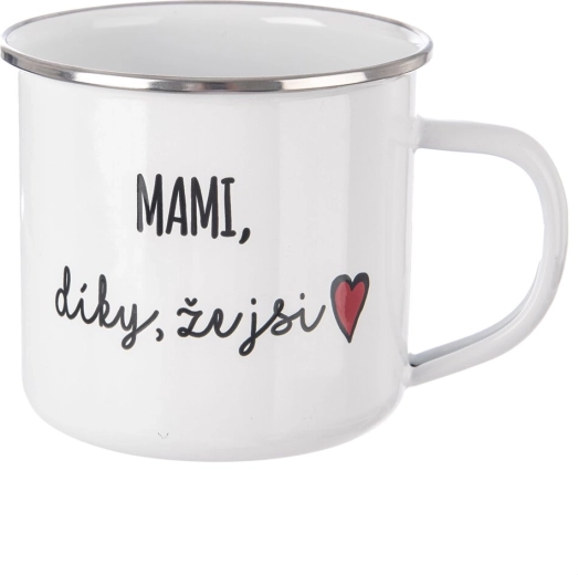 Witte metalen beker „Mama, bedankt dat je er bent“ 500 ml