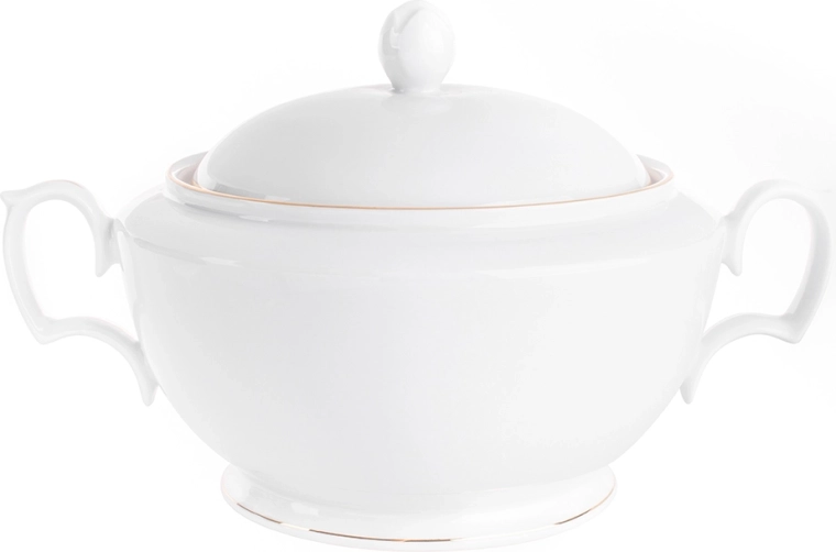 MariaPaula klassieke porseleinen soepterrine met gouden rand 2,7 l