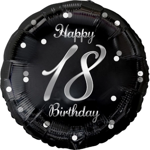 Folieballon Happy 18 Birthday zwart 18"